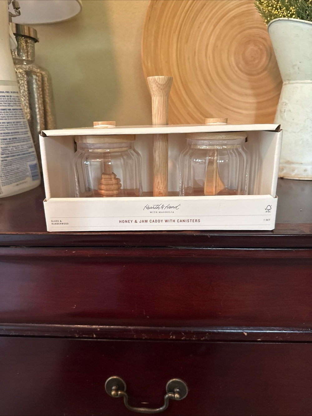 Glass Honey and Jam Serve Containers and Caddy - Hearth & Hand Brand NEW IN BOX